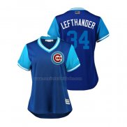 Camiseta Beisbol Mujer Chicago Cubs Jon Lester 2018 LLWS Players Weekend Lefthander Azul