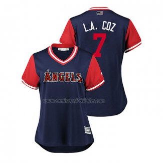 Camiseta Beisbol Mujer Los Angeles Angels Zack Cozart 2018 LLWS Players Weekend L.a. Coz Azul