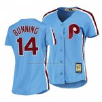 Camiseta Beisbol Mujer Philadelphia Phillies Jim Bunning Cooperstown Collection Road Azul Camiseta Beisbol Mujer Philadelphia Phillies Jim Bunning Cooperstown Collection Road Azul