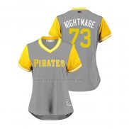 Camiseta Beisbol Mujer Pittsburgh Pirates Felipe Vazquez 2018 LLWS Players Weekend Nightmare Gris