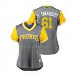 Camiseta Beisbol Mujer San Diego Padres Luis Perdomo 2018 LLWS Players Weekend El Chamaquito Gris