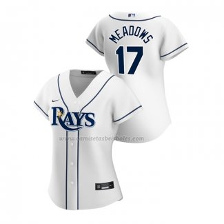 Camiseta Beisbol Mujer Tampa Bay Rays Austin Meadows Replica Primera 2020 Blanco