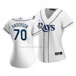 Camiseta Beisbol Mujer Tampa Bay Rays Nick Anderson Primera Replica Blanco