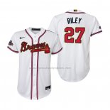 Camiseta Beisbol Nino Atlanta Braves Austin Riley 2022 Gold Program Replica Blanco