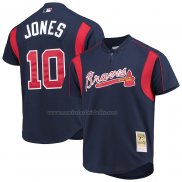 Camiseta Beisbol Hombre Atlanta Braves Chipper Jones Mitchell & Ness Cooperstown Collection Mesh Batting Practice Azul