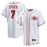 Camiseta Beisbol Hombre Cincinnati Reds Spencer Steer Primera Replica Blanco