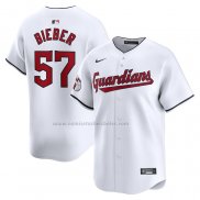 Camiseta Beisbol Hombre Cleveland Guardians Shane Bieber Primera Limited Blanco