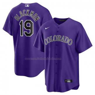 Camiseta Beisbol Hombre Colorado Rockies Charlie Blackmon Alterno Replica Violeta