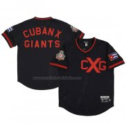 Camiseta Beisbol Hombre Cuban Giants Rings & Crwns Mesh Replica V-Neck Negro