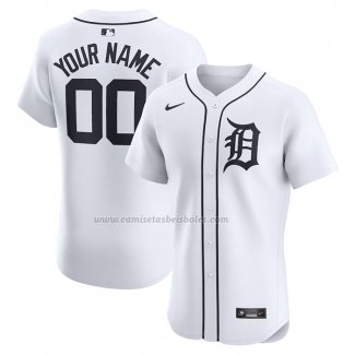 Camiseta Beisbol Hombre Detroit Tigers Primera Elite Personalizada Blanco