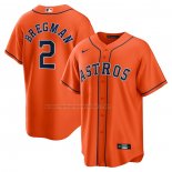 Camiseta Beisbol Hombre Houston Astros Alex Bregman Alterno Replica Naranja
