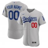 Camiseta Beisbol Hombre Los Angeles Dodgers Alterno Autentico Personalizada Gris