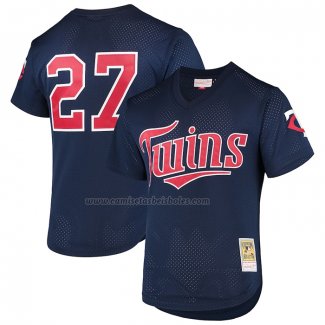 Camiseta Beisbol Hombre Minnesota Twins David Ortiz Mitchell & Ness 2002 Cooperstown Collection Mesh Batting Practice Azul