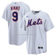 Camiseta Beisbol Hombre New York Mets Brandon Nimmo Primera Replica Blanco Azul
