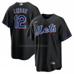 Camiseta Beisbol Hombre New York Mets Francisco Lindor 2022 Alterno Replica Negro Camiseta Beisbol Hombre New York Mets Francisco Lindor 2022 Alterno Replica Negro