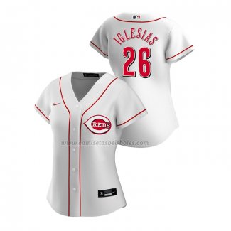 Camiseta Beisbol Mujer Cincinnati Reds Raisel Iglesias Replica Primera 2020 Blanco