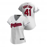 Camiseta Beisbol Mujer Cleveland Guardians Carlos Santana Replica Primera 2020 Blanco