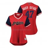 Camiseta Beisbol Mujer Cleveland Indians Trevor Bauer 2018 LLWS Players Weekend Bauer Outage Rojo