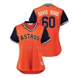 Camiseta Beisbol Mujer Houston Astros Dallas Keuchel 2018 LLWS Players Weekend David Burd Orange