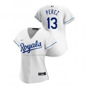 Camiseta Beisbol Mujer Kansas City Royals Salvador Perez Replica Primera 2020 Blanco