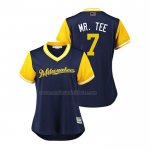 Camiseta Beisbol Mujer Milwaukee Brewers Eric Thames 2018 LLWS Players Weekend Mr. Tee Azul Camiseta Beisbol Mujer Milwaukee Brewers Eric Thames 2018 LLWS Players Weekend Mr. Tee Azul