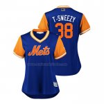 Camiseta Beisbol Mujer New York Mets Anthony Swarzak 2018 LLWS Players Weekend T Sweezy Azul