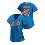 Camiseta Beisbol Mujer New York Mets Jacob Degrom Replica Alterno 2020 Azul