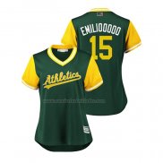 Camiseta Beisbol Mujer Oakland Athletics Emilio Pagan 2018 LLWS Players Weekend Emiliooooo Green