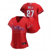 Camiseta Beisbol Mujer Philadelphia Phillies Aaron Nola Replica Alterno 2020 Rojo