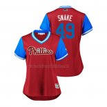 Camiseta Beisbol Mujer Philadelphia Phillies Jake Arrieta 2018 LLWS Players Weekend Snake Scarlet