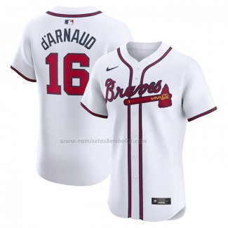 Camiseta Beisbol Hombre Atlanta Braves Travis d'Arnaud Primera Elite Blanco