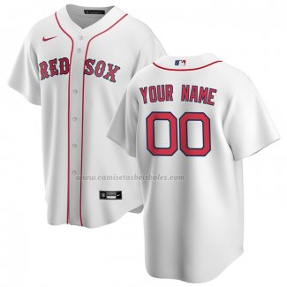 Camiseta Beisbol Hombre Boston Red Sox Primera Replica Personalizada Blanco