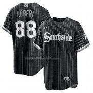 Camiseta Beisbol Hombre Chicago White Sox Luis Robert 2021 City Connect Replica Player Negro