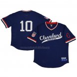 Camiseta Beisbol Hombre Cleveland Buckeyes 10 Rings & Crwns Mesh Replica V-Neck Azul