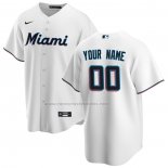 Camiseta Beisbol Hombre Miami Marlins Primera Replica Personalizada Blanco