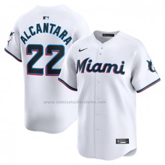 Camiseta Beisbol Hombre Miami Marlins Sandy Alcantara Primera Limited Blanco