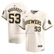 Camiseta Beisbol Hombre Milwaukee Brewers Brandon Woodruff Primera Limited Crema
