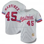 Camiseta Beisbol Hombre Montreal Expos Pedro Martinez Mitchell & Ness Cooperstown Collection Autentico Gris