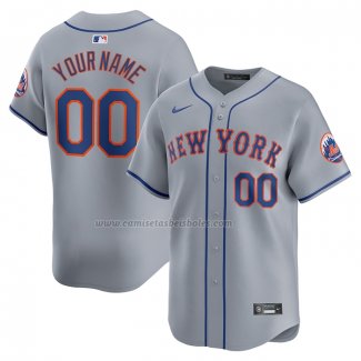 Camiseta Beisbol Hombre New York Mets Segunda Limited Personalizada Gris