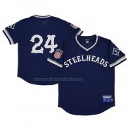 Camiseta Beisbol Hombre Seattle Steelheads 24 Rings & Crwns Mesh Replica V-Neck Azul