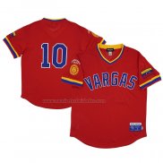Camiseta Beisbol Hombre Vargas Campeones 10 Rings & Crwns Mesh Replica V-Neck Rojo