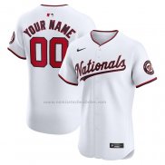 Camiseta Beisbol Hombre Washington Nationals Primera Elite Personalizada Blanco