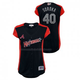 Camiseta Beisbol Mujer All Star 2019 Atlanta Braves Mike Soroka Workout National League Azul