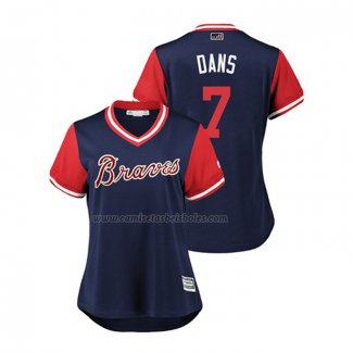 Camiseta Beisbol Mujer Atlanta Braves Dansby Swanson 2018 LLWS Players Weekend Dans Azul