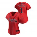Camiseta Beisbol Mujer Atlanta Braves Ozzie Albies Replica Alterno 2020 Rojo
