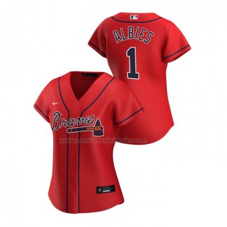 Camiseta Beisbol Mujer Atlanta Braves Ozzie Albies Replica Alterno 2020 Rojo