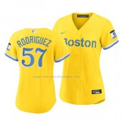 Camiseta Beisbol Mujer Boston Red Sox Eduardo Rodriguez 2021 City Connect Replica Oro