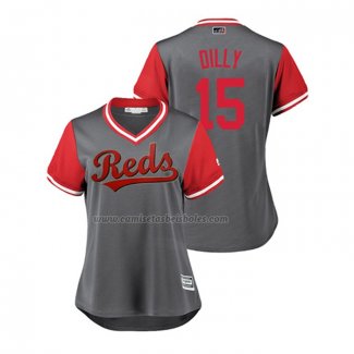 Camiseta Beisbol Mujer Cincinnati Reds Dilson Herrera 2018 LLWS Players Weekend Dilly Gris