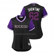 Camiseta Beisbol Mujer Colorado Rockies Yency Almonte 2018 LLWS Players Weekend Showtime Negro