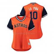 Camiseta Beisbol Mujer Houston Astros Yuli Gurriel 2018 LLWS Players Weekend La Pina Orange